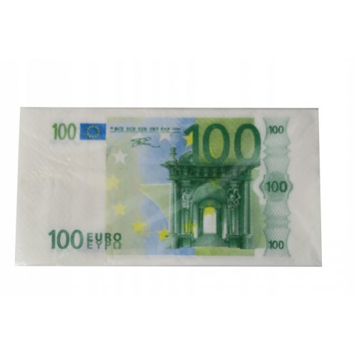 serwetki papierowe dolary euro - 10szt. 34x32
