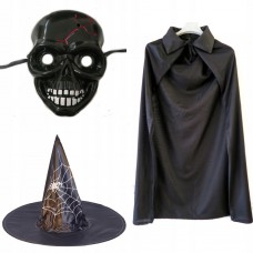 strój kostium czarownicy wiedźmy halloween peleryna kapelusz 3-8 lat MASKA