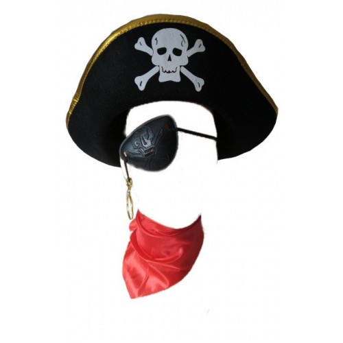 zestaw pirata oko opaska kapelusz piracki kolczyk